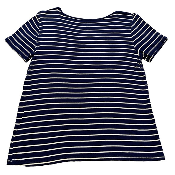 Sonoma Women's Relaxed T-Shirt Medium Blue White Striped Lightweight - Picture 2 of 9